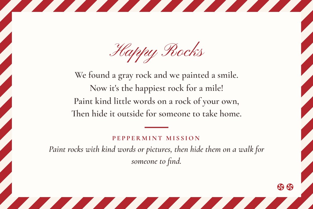 The Happy Rocks mission card with its rhyme