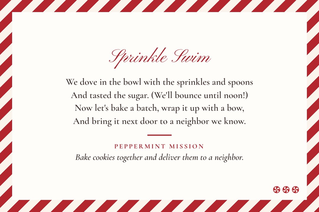 The Sprinkle Swim mission card with its rhyme
