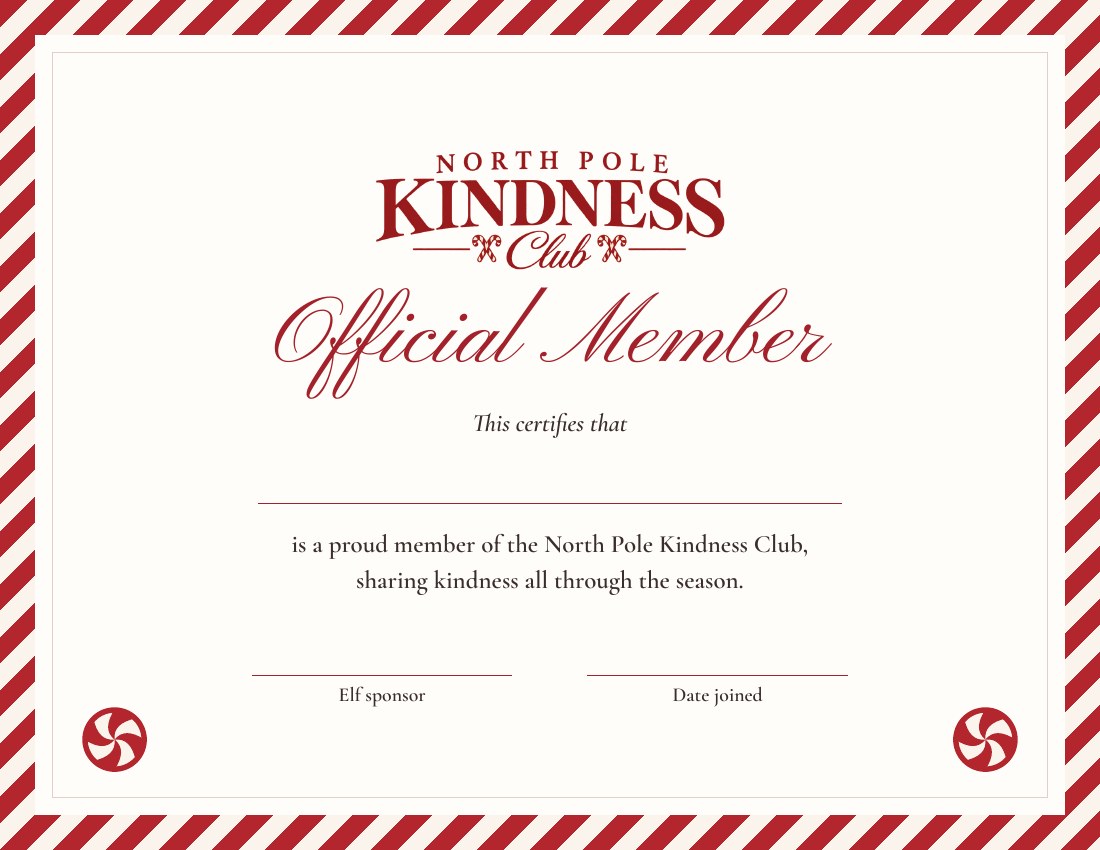 The official membership certificate