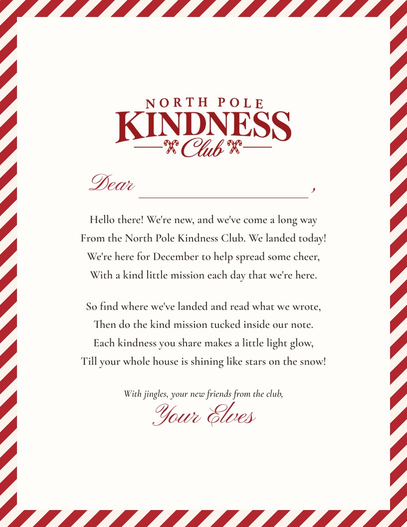 The welcome letter from your elf